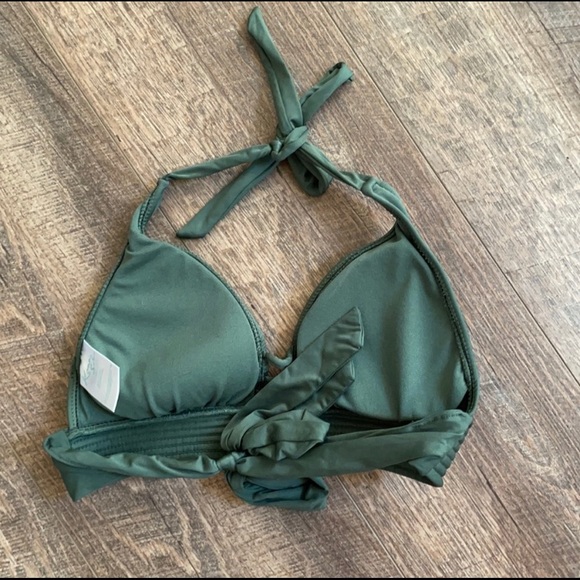 Kona Sol Olive Green 2 Piece Halter Bikini Tie Closure Size Medium - Picture 3 of 8